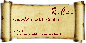 Radvánszki Csaba névjegykártya